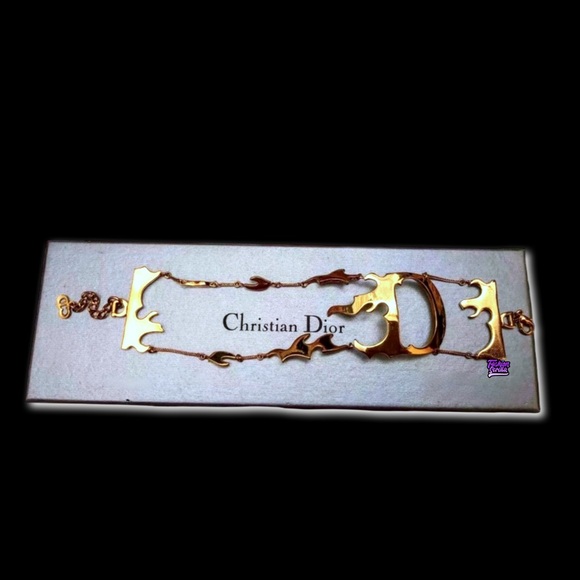 Dior Jewelry - Dior John Galliano Gold Flaming “D” Logo Runway Bracelet Cuff